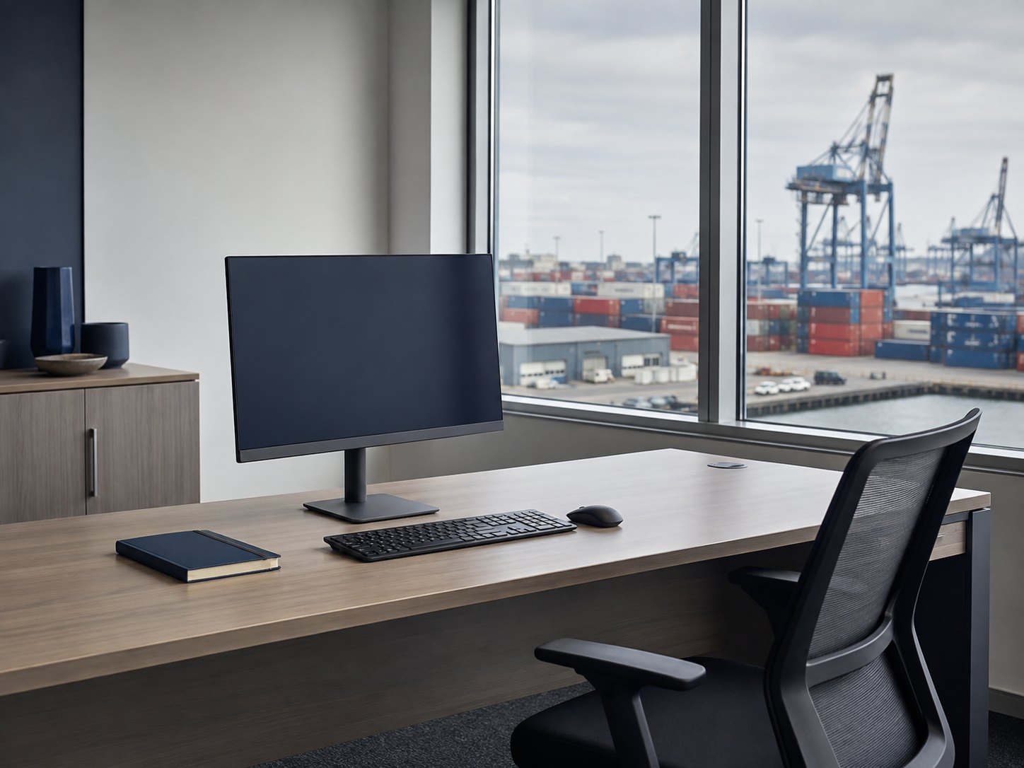 Our office overlooking the port