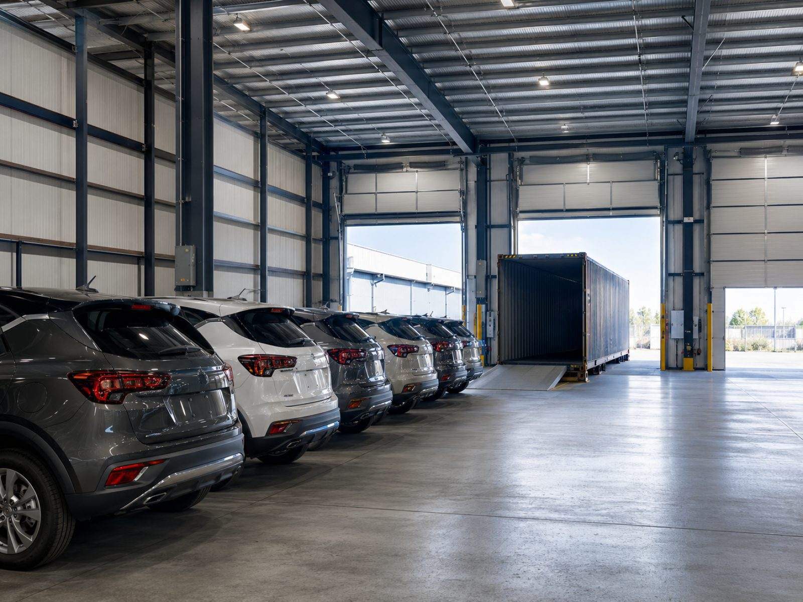 Vehicles awaiting export at our loading warehouse